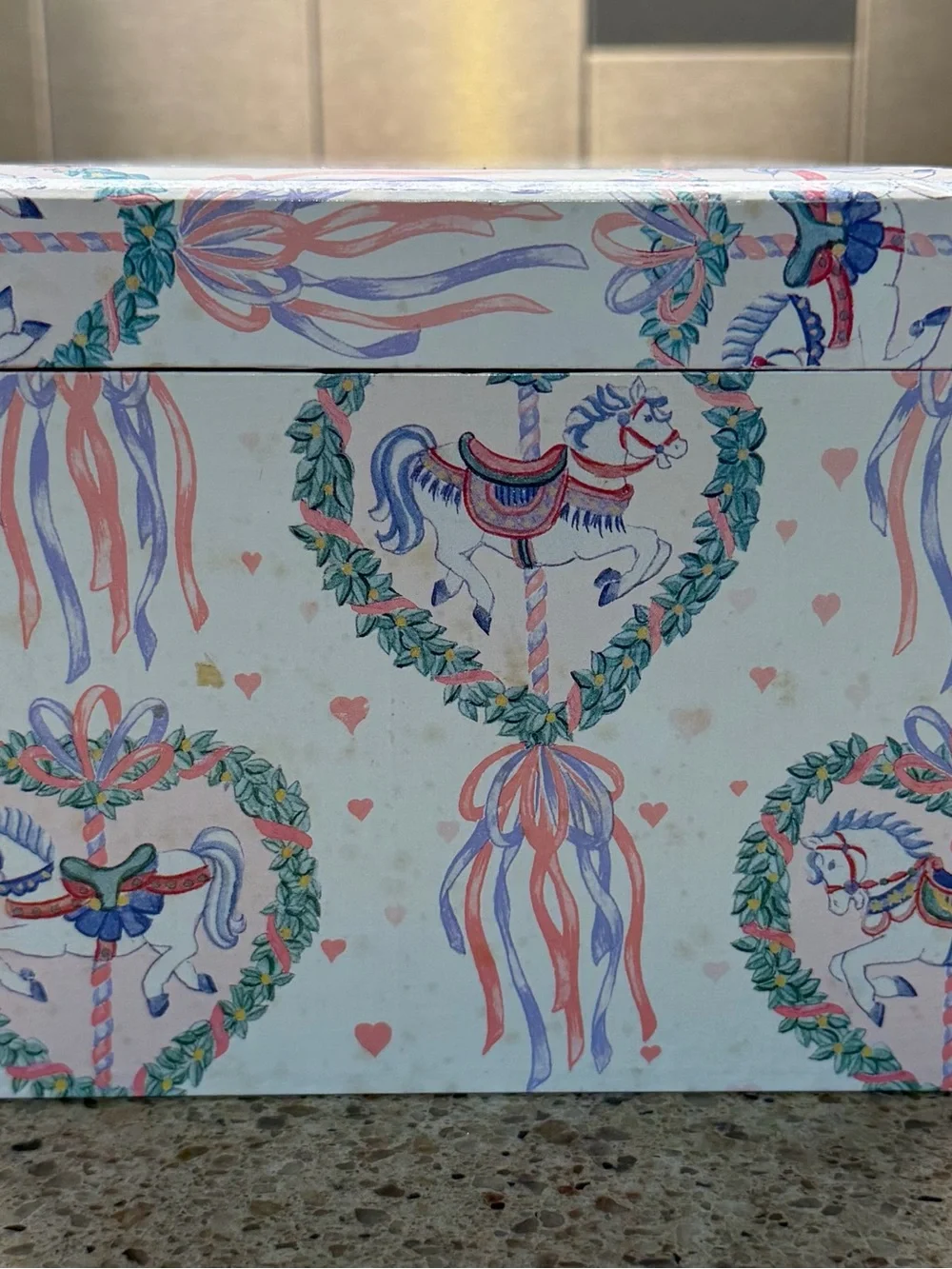 Vintage Sankyo Carousel Horse Music Box Ballerina Pink Jewelry Box